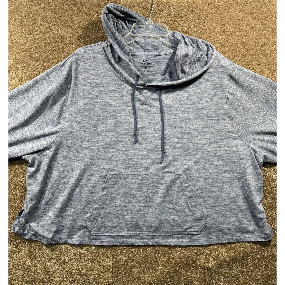 Women's Nike Diffused Blue Yoga Jersey Cropped Hoodie - 3X‎ - Excellent